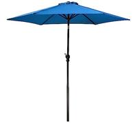 ELEVON Parasol de terrasse d'extérieur de 2,7 m, parasol rayé de marché avec bouton-poussoir d'inclinaison et manivelle, aqua, Moderne