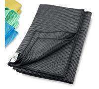 ELEXACLEAN Torchons de Cuisine Premium - Chiffons Microfibre (Set de 2, 60x40 cm, Gris/Anthracite) - Nettoyeur Vitre - Une Serviette Microfibre Très Douce pour Nettoyage Voiture et Maison