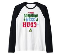 Elf Does Some One Need A Hug Noël Manche Raglan