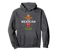 Elf Mexicain Sombrero Feliz Navidad Sweat à Capuche, Unisexe pour Adultes, Chiné Foncé, M