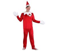 Elf on The Shelf Costume d'elfe de Noël pour adulte avec chapeau et col, Rouge, Medium