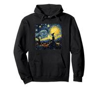 Elf Sitting on Roof Van Gogh Style Star Night Christmas Sweat à Capuche