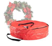 Elf Stor Sac de Rangement Rond avec Compartiment intérieur pour Ornements, protège Les couronnes et guirlandes artificielles de Noël, (L) 91,4 x (l) 91,4 x (H) 25,4 cm, Rouge avec poignées Noires