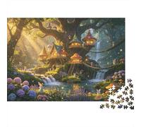 Elf Treehouse Jigsaw Puzzles 1000 Pieces Recycled Fairy Tale Forest Senior Puzzles Party Game Props Great Gift Idea for Family et Friends Birthdays 70x50cm/1000pcs