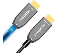 Elfcam® - 10m 8K Câble HDMI 2.1 à Fibre Optique Multimode OM3, Câble HDMI Ultra Prend en Charge 48 Gbit/s 8K@60Hz 4K@120Hz HDR Dynamique HDCP 2.2 et 2.3 eARC, Compatible avec Moniteur HDTV,10M