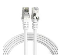 Elfcam® - 10m Cat7 Câble Réseau Ethernet RJ45, LAN/WLAN Câble Cat 7 Paire Torsadée Blindée SFTP 100% Cuivre Rond, Blanc (10M)