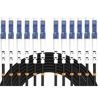 Elfcam® - 150m Câble Fibre 6 Fibres avec Connecteurs 3x Duplex LC/UPC vers 3x Duplex LC/UPC, Fibre Optique Monomode 9/125um OS2, 150 Mètres