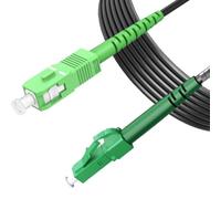 Elfcam® - 15m Câble à Fibre Optique en Acier Blindé, Convient aux Installations Extérieur et Intérieur, SC/APC à LC/APC Simplex Monomode Noir 3,0mm (15M)