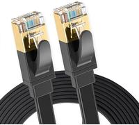 Elfcam® - 15m Câble Ethernet Cat 8, Plat Câble Réseau LAN WAN, SFTP 30AWG, 2000Mhz 40Gbps avec Connecteurs RJ45 Haute Qualité, Noir (15M)