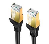Elfcam® - 15m Câble Ethernet Cat 8, Rond Câble Réseau LAN WAN, Cat8 SFTP 28AWG, 2000Mhz 40Gbps avec Connecteurs RJ45 Haute Qualité, Noir (15M)