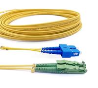 Elfcam® - 20m Câble à Fibre Optique E2000/APC à SC/UPC,Monomode Duplex, Jarretière Optique 9/125μm OS2 2.0mm G652D LSZH, Jaune(20M)