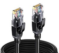 Elfcam® - 50m Câble Réseau Ethernet RJ45 Cat 7, Paire Torsadée Blindée SFTP 100% Cuivre, 6mm Diamètre de Câble, 28 AWG Câble Rond & Noir (50M)