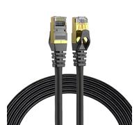 Elfcam - 50m Cat7 Câble Ethernet Rond, Diamètre Extérieur de 4,8 mm, Bande Passante de 600 MHz, Blindage U/FTP, 28 AWG, Cuivre pur, Convient pour Internet, Les PC et Les Routeurs, Noir.