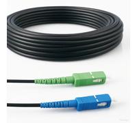 Elfcam® - Câble à Fibre Optique en Acier Blindé Compatible avec Freebox, Convient aux Installations Extérieur et Intérieur, SC/APC à SC/UPC Monomode Noir, 20M