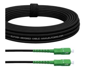 Elfcam® - Câble à Fibre Optique en Acier Blindé, Convient aux Installations Extérieur et Intérieur, Compatible avec Orange SFR Bouygues, SC/APC à SC/APC Monomode Noir, 20M