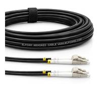 Elfcam® - Câble à Fibre Optique en Acier Blindé pour Extérieur et Intérieur LC/UPC à LC/UPC OM3 Multimode Duplex 50/125um Noir (10M)