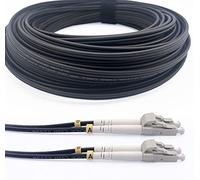 Elfcam® - Câble à Fibre Optique en Acier Blindé pour Extérieur et Intérieur LC/UPC à LC/UPC OM3 Multimode Duplex 50/125um Noir (250M)