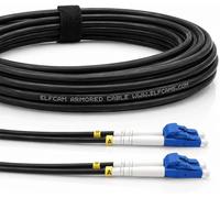 Elfcam® - Câble à Fibre Optique en Acier Blindé pour Extérieur et Intérieur LC/UPC à LC/UPC OS2 Duplex Monomode 9/125μm LSZH,Noir (25M)