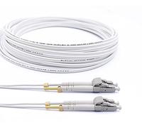 Elfcam® - Cable a fibre optique (Jarretiere Optique) LC/UPC a LC/UPC OM3 Multimode Duplex 50/125um LSZH, Couleur Blanc (100M)