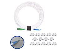 Elfcam® - Câble à Fibre Optique pour Freebox, La Livraison avec 25 Pièces Clips de Câble Adhésif pour Gestion de Fibre Optique, SC/APC à SC/UPC Monomode Blanc, 20M
