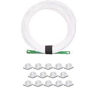 Elfcam® - Câble à Fibre Optique SC/APC á SC/APC Monomode avec 25 Pièces Clips de Câble Adhésif, Jarretière Optique Compatible avec Orange Livebox, SFR La Box Fibre et Bouygues Telecom Bbox (5M)