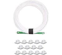 Elfcam® - Câble à Fibre Optique SC/APC á SC/APC Monomode avec 25 Pièces Clips de Câble Adhésif, Jarretière Optique Compatible avec Orange Livebox, SFR La Box Fibre et Bouygues Telecom Bbox (25M)