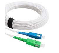 Elfcam® - Câble/Rallonge Fibre Optique ( Freebox ) - Jarretière Simplex Monomode SC-APC à SC-UPC - Blindage et Connecteur Renforcée - Perte Très Fiable - Blanc, 30M
