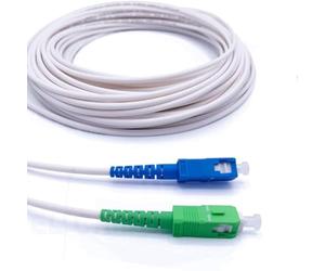 Elfcam - Cable/Rallonge Fibre Optique (Freebox) - Jarretière Simplex Monomode SC-APC a SC-UPC - Blindage et Connecteur Renforcée - Perte Très Fiable - Blanc, 25M