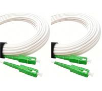 Elfcam® - Câble/Rallonge Fibre Optique (Orange SFR Bouygues) - Jarretière Simplex Monomode SC-APC à SC-APC - Blindage et Connecteur Renforcée - Perte Très Fiable - Blanc, 3M (Lot de 2)
