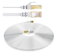 Elfcam® - Cat7 Câble Réseau Ethernet avec Connecteurs RJ45,Câble Flat, 15m