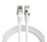 Elfcam - 30m Cat7 Câble Ethernet Rond, Diamètre Extérieur de 4,8 mm, Bande Passante de 600 MHz, Blindage U/FTP, 28 AWG, Cuivre pur, Convient pour Internet, Les PC et Les Routeurs, Blanc.