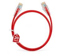 Elfcam - Lot de 20 Rouge Câbles Ethernet Cat 6A, Ultra Slim 10Gbps 28AWG UTP OD3,6mm 500MHz, Cordons Cuivre pur Cat6a Fin 10Go pour Centres de Données，2M