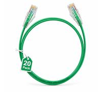 Elfcam - Lot de 20 Vert Câbles Ethernet Cat 6A, Ultra Slim 10Gbps 28AWG UTP OD3,6mm 500MHz, Cordons Cuivre pur Cat6a Fin 10Go pour Centres de Données，2M