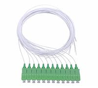 Elfcam® - Pigtail à Fibre Optique 12 Fibres Monomode Simplex SC/APC 9/125um OS2, Blanc
