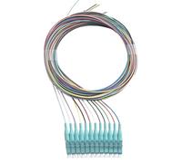 Elfcam® - Pigtail à Fibre Optique à Code Couleur 12 Fibres LC/UPC OM3 Multimode 50/125um sans Gaine