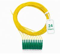 Elfcam® - Pigtail à Fibre Optique Monomode Simplex LC/APC Monomode Simplex 9/125um OS2, 0,9mm 1 Mètre (Lot de 24, Jaune)