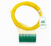 Elfcam® - Pigtail à Fibre Optique Monomode Simplex LC/APC Monomode Simplex 9/125um OS2, 0,9mm 1 Mètre (Lot de 48, Jaune)
