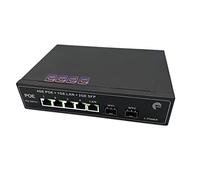 Elfcam® - PoE Commutateur Switch Fibre Optique avec 2 Ports SFP 1,25Go, 4 Ports PoE Gigabit Ethernet 10/100/1000Mbps, Plug & Play Non Géré (4 Ports PoE)