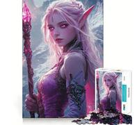 Elfe aux Cheveux Roses et bâton Puzzle de 1000 pièces pour Adolescents Jeu de logique et de réflexion Design Simple et Amusant Bords Lisses Cadeau élégant (38x52cm)