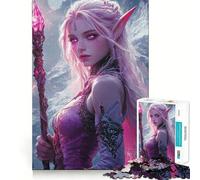 Elfe aux Cheveux Roses et bâton Puzzle de 1000 pièces pour Adolescents Jeu de logique Puissant Idée Cadeau d'anniversaire Bords Transparents pour se détendre (38x26cm)
