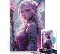 Elfe aux Cheveux Roses et bâton Puzzle de 1000 pièces pour Adolescents Jeu de logique Solide Amusant et paisible Découpe de précision (50x75cm)