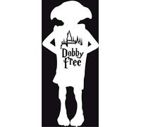 Elfe de maison Dobby is free logo 55 autocollant sticker - Taille : 8 cm - Couleur : blanc