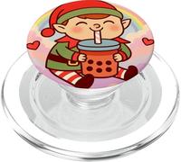 Elfe de Noël pour Amateur de thé aux Perles de Dessin animé Mignon Kawaii Arc-en-Ciel PopSockets PopGrip pour MagSafe