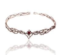 Elfe Diadème de Cristaux,Couronne en Strass,Cuivre Rouge Cristal Tiaras Bandeau de Mariée Princesse,Rhinestone Hairband Bijoux de Cheveux Accessoire pour Anniversaire Mariage Halloween Costumée Party