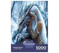 Elfe et Dragon s'embrassant 1000 Pièces Coffret Puzzle Amitié Mythique Puzzle Premium Carton Solide - Ultra Dur Couples, Top Noté, Cadeau Noël Parfait pour Tout Le Monde 70x50cm/1000pcs