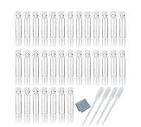 Elfenstall Lot de 100 flacons transparents en verre vides de 1 ml avec 10 pipettes compte-gouttes de 0,5 ml pour maquillage de fête, huiles essentielles, aromathérapie, échantillon de parfum