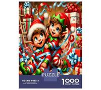 Elfes de Noël 1000 Pièces Puzzle Classique Joie Festive et enjouée Pack Puzzle Carton Premium - Hit chez Les Seniors Fans, Cadeau Maison Neuve, Fun pour Indoor Et Parties 70x50cm/1000pcs