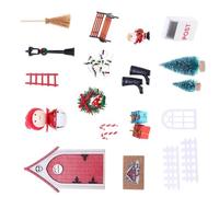 Elfes de Noël détaillés - Accessoire de porte pour maison de poupée - Scène de Noël miniature - Décoration de maison de poupée