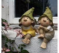 Elfes Lilly et Len, ornement de jardin, nains de jardin, jardin, fées, trolls, gnomes Sitting