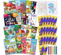 Elfew 20 Mini Livre Coloriage pour Enfants 2-4,4-8, Cahier de Coloriage et 20 Crayons de Cire (6 Couleurs), DIY Activités pour Enfants de 3 à 9 ans Cadeau Anniversaire